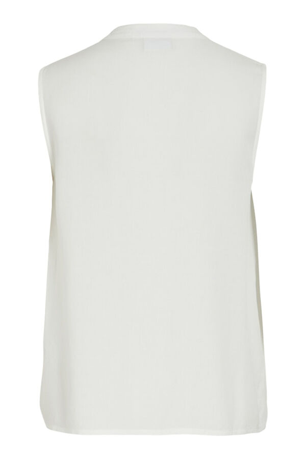Vila Blusa de viscose mangas com gola mao Branco