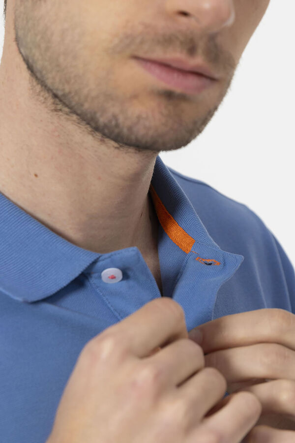 elPulpo Polo lavada com bordado contrastante Azul