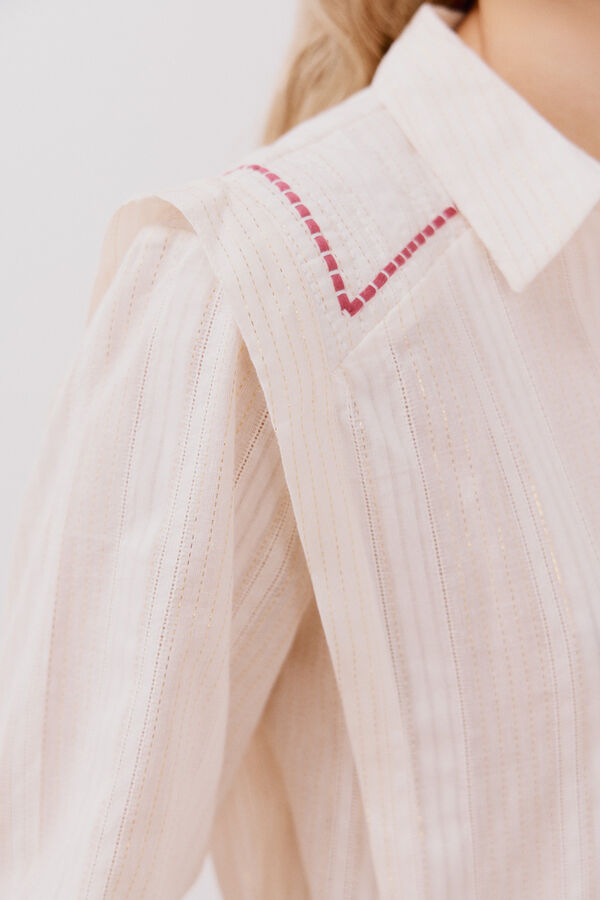 Cortefiel Camisa de algod&oacute;n detalle bordado Branco