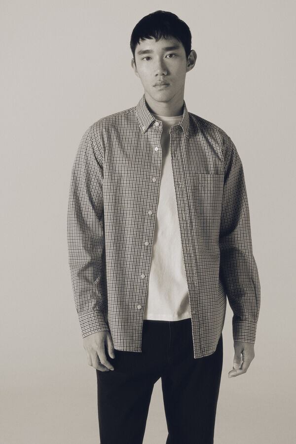 Cortefiel Camisa twill cuadros Verde oscuro
