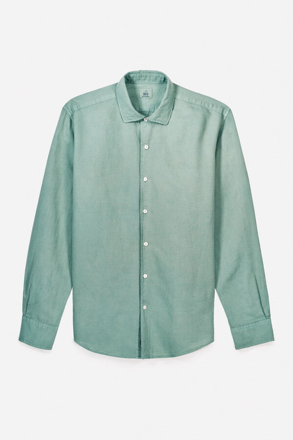 OOTO Camisa algodón lino manga larga Verde