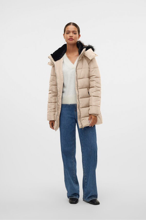 Vero Moda Abrigo midi acolchado Beige