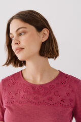 Cortefiel Camiseta bordada Morado