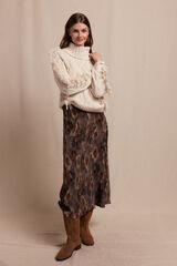 Slowlove Falda midi estampada Estampado marr&oacute;n