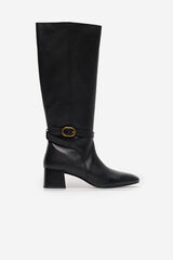 Cortefiel Bota com fivela em couro napa Preto