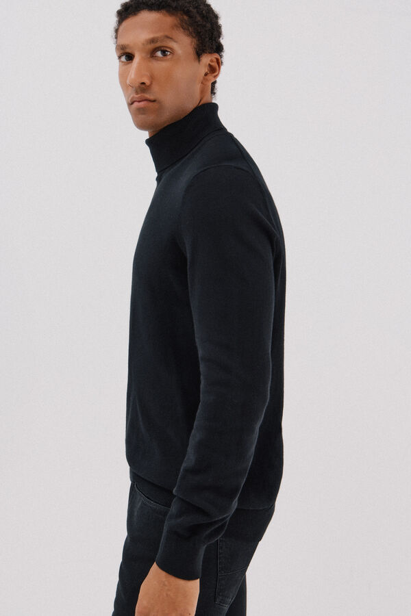 Cortefiel Jersey algod&oacute;n cashmere cuello alto Negro