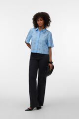 Vero Moda Camisa cropped com bordados Azul