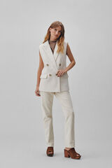 Vila Cal&ccedil;as de bombazina retas Cinzento