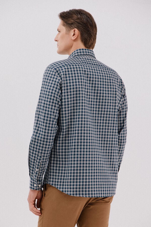 Cortefiel Camisa twill cuadros Azul marino