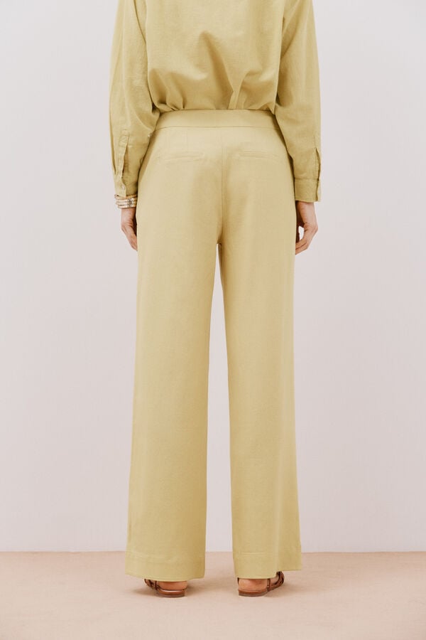 Cortefiel Pantal&oacute;n lino Amarelo