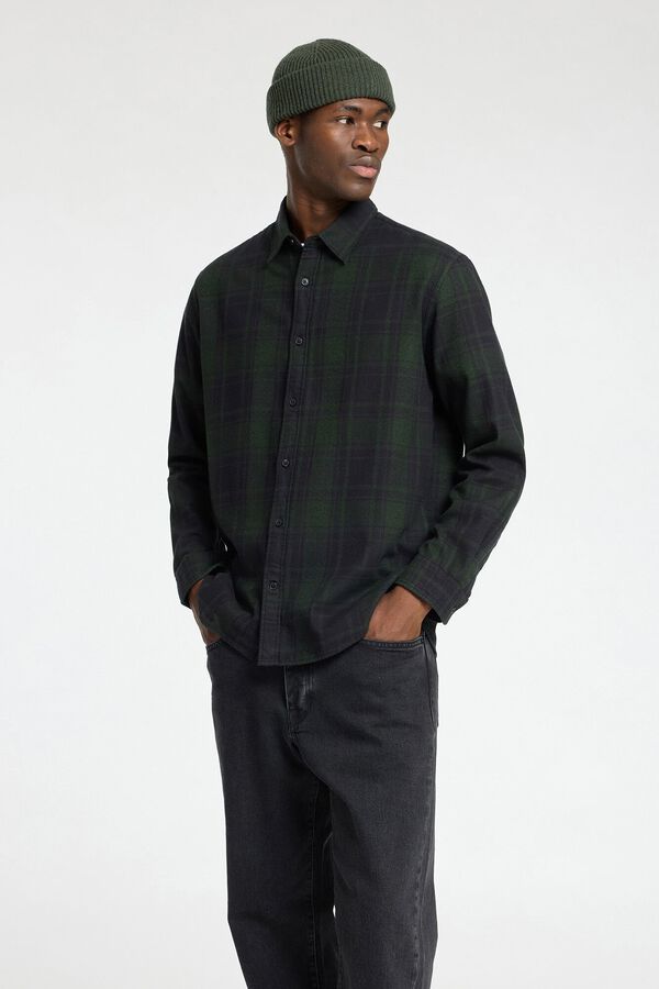 Selected Camisa de manga larga Slim Fit confeccionada con algod&oacute;n reciclado. Verde oscuro