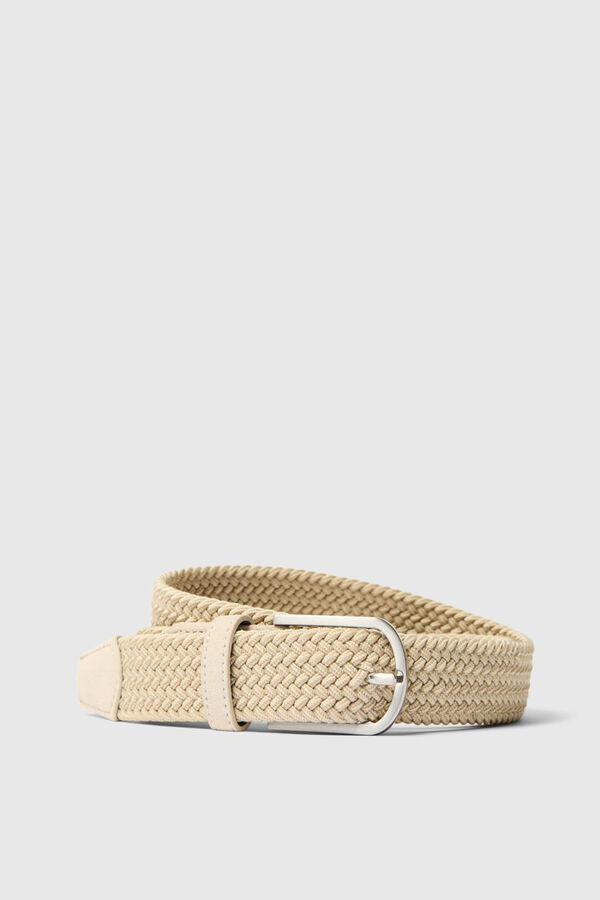 Selected Cinturón elástico trenzado Gris