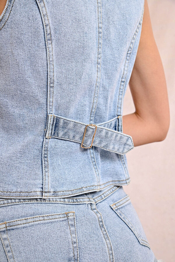 Molly Bracken Chaleco vaquero asim&eacute;trico Azul