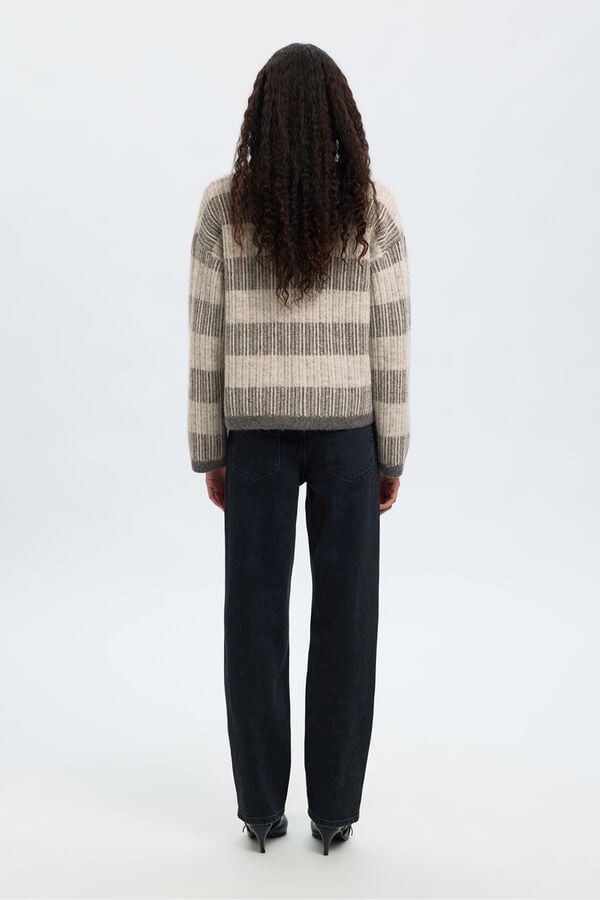 Selected C&aacute;rdigan cuello en pico alpaca y lana Gris