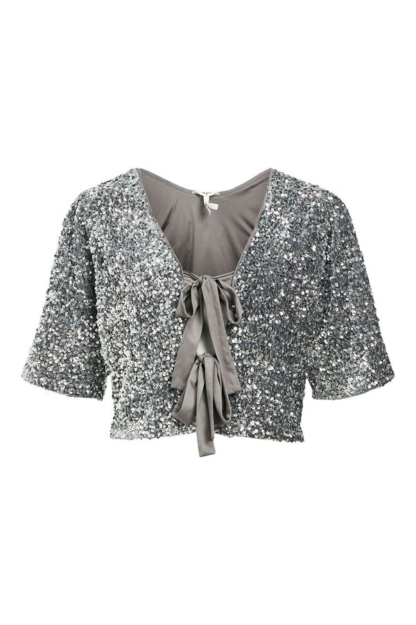 Object Top de lenjuelas con lazos Gris oscuro