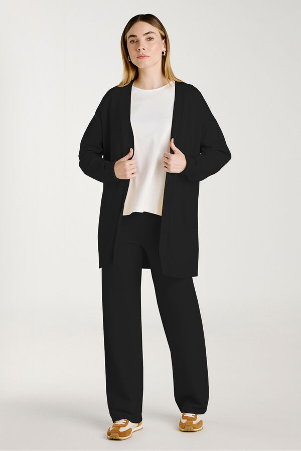 Vila Pantal&oacute;n largo de punto con viscosa Negro