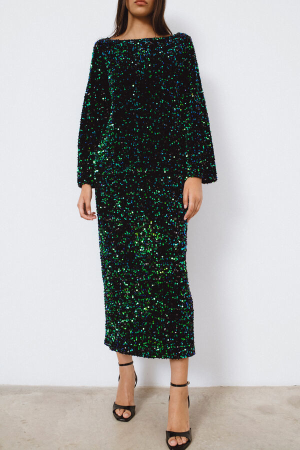 Vila Top de manga comprida de lantejoulas Preto