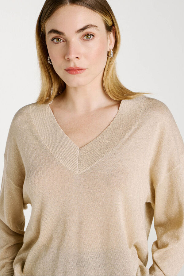 Vila Jersey de punto con glitter Beige