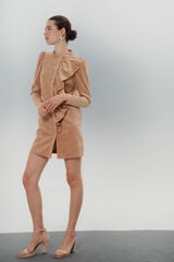 Dolores Promesas Vestido curto com babados camel Tostado