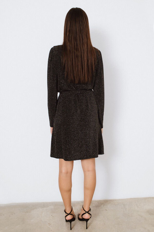 Vila Vestido curto com lurex Preto