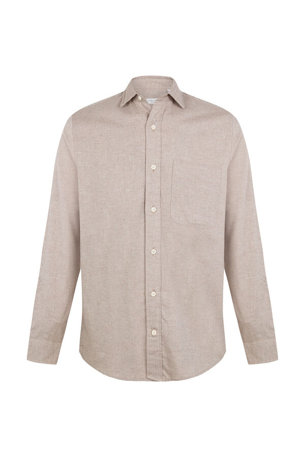 Cortefiel Camisa franela espiga Beige