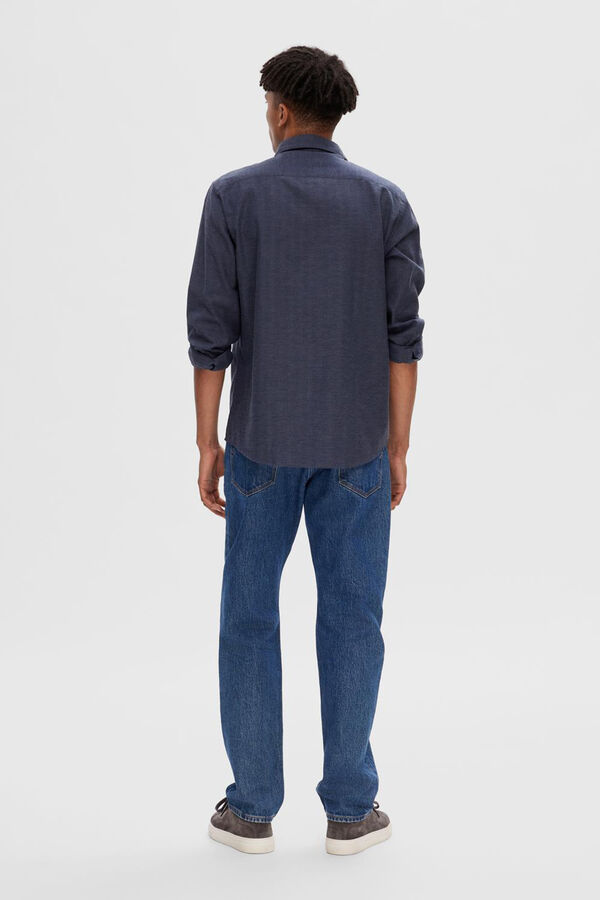 Cortefiel Camisa Regular Fit de algodón orgánico Azul marino