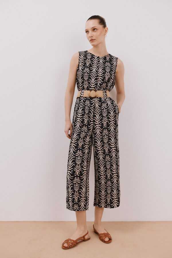 Cortefiel Mono con cinturón a contraste Estampado gris