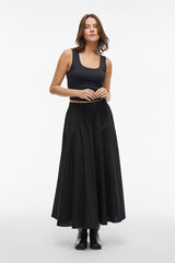 Vila Saia midi de algod&atilde;o org&acirc;nico Preto