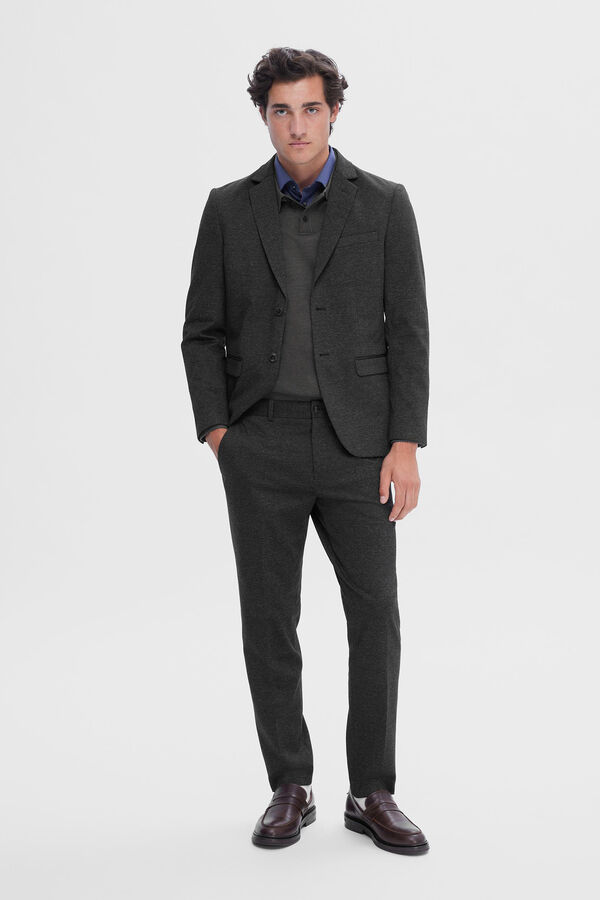 Selected Americana de hombre slim fit tejido estilo jersey Gris