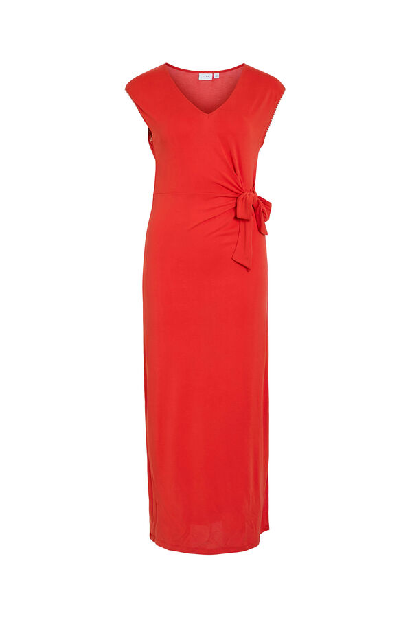 Vila Vestido midi com modal Vermelho