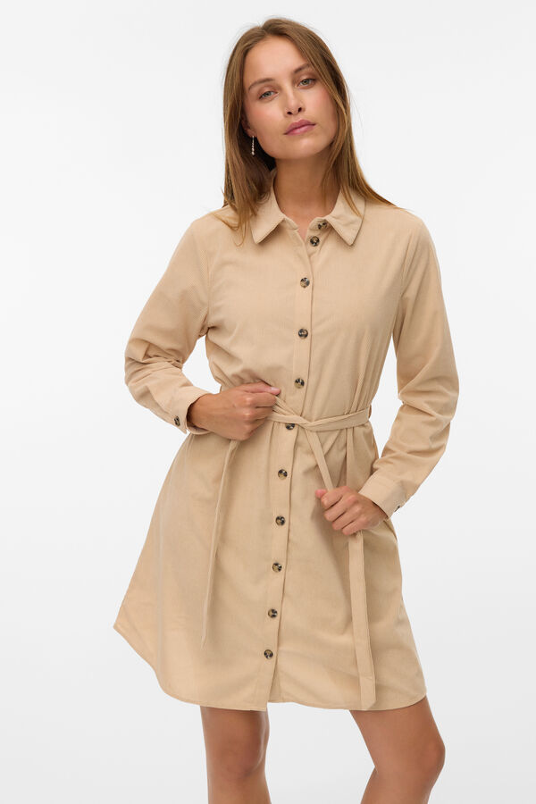 Vero Moda Vestido camisa de veludo cotel&ecirc; Tostado