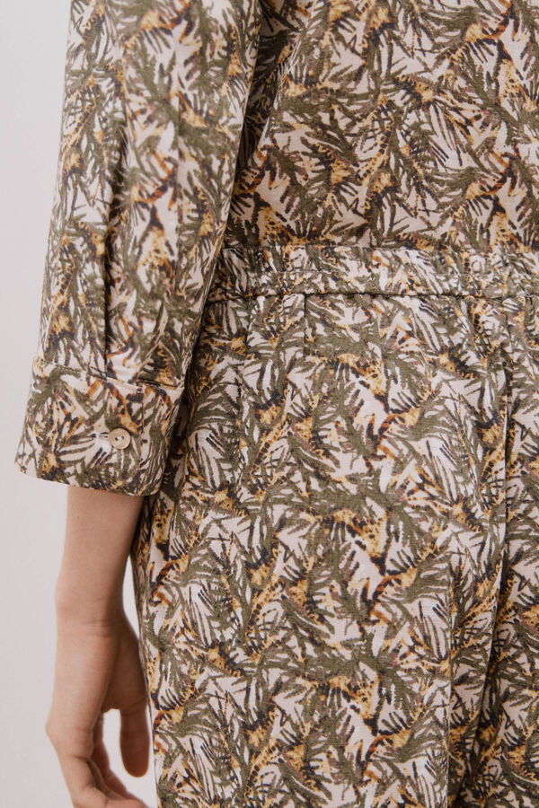 Cortefiel Pantal&oacute;n lino estampado Estampado verde