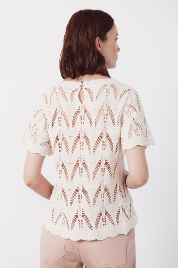 Cortefiel Top crochet Blanco