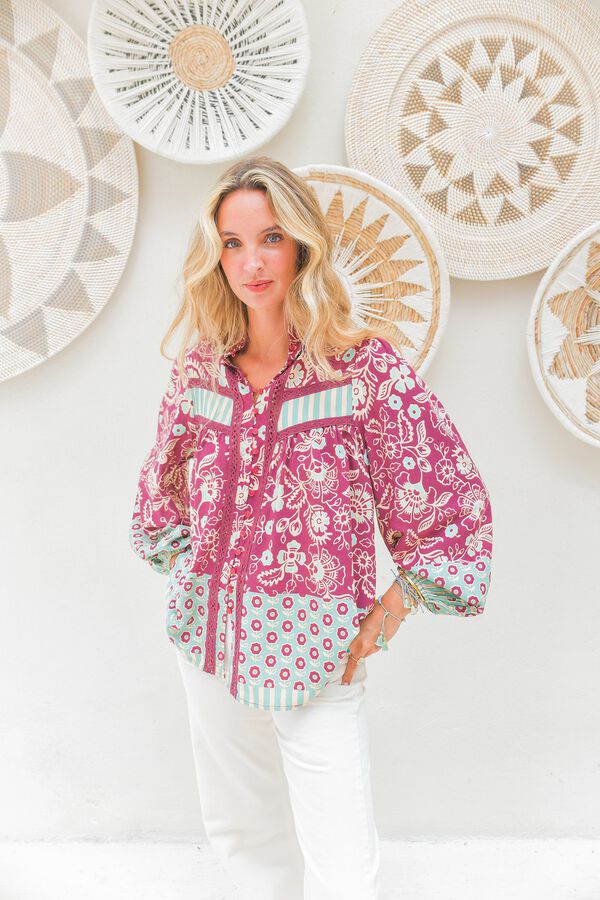 Jaase Blusa estampado floral Fucsia