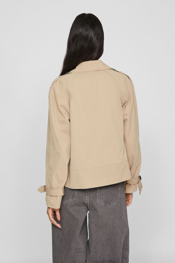 Vila Trench coat curto com bot&otilde;es Castanho