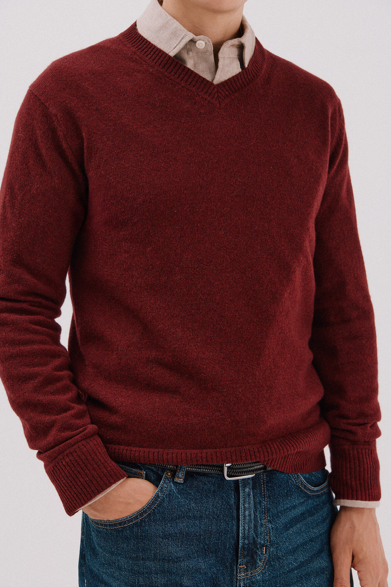 Cortefiel Jersey lana lambswool cuello pico