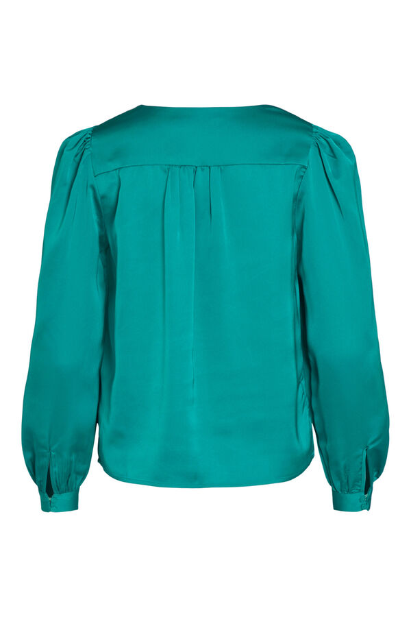 Vila Blusa fluida com mangas abalonadas Verde