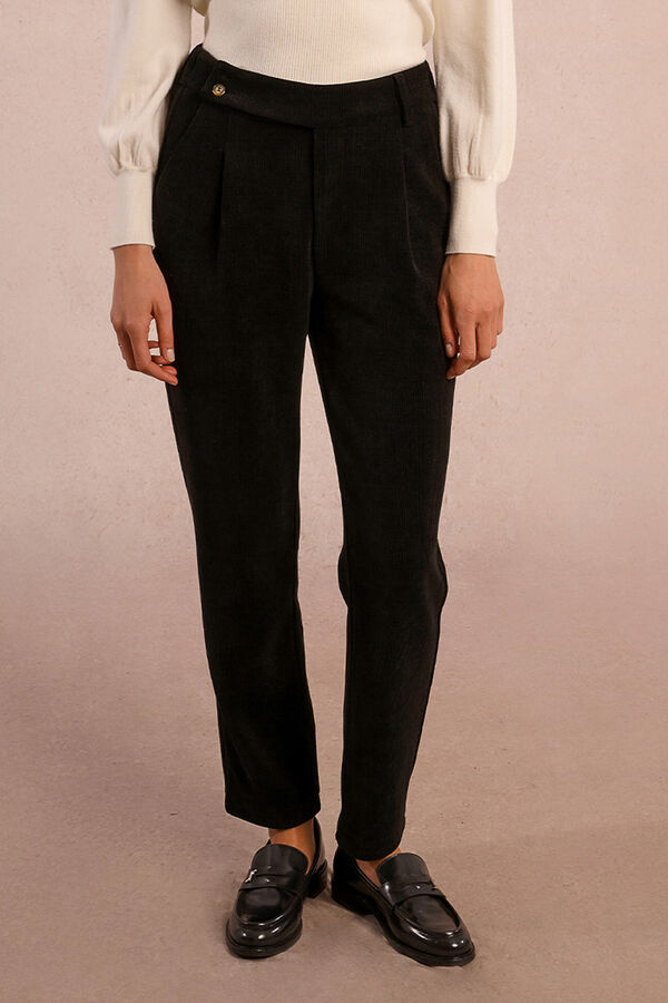 Molly Bracken Pantal&oacute;n tobillero en tejido de micropana Negro