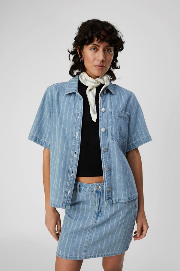 Object Camisa de ganga manga curta Azul