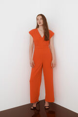 Vila Mono largo de manga corta Rojo