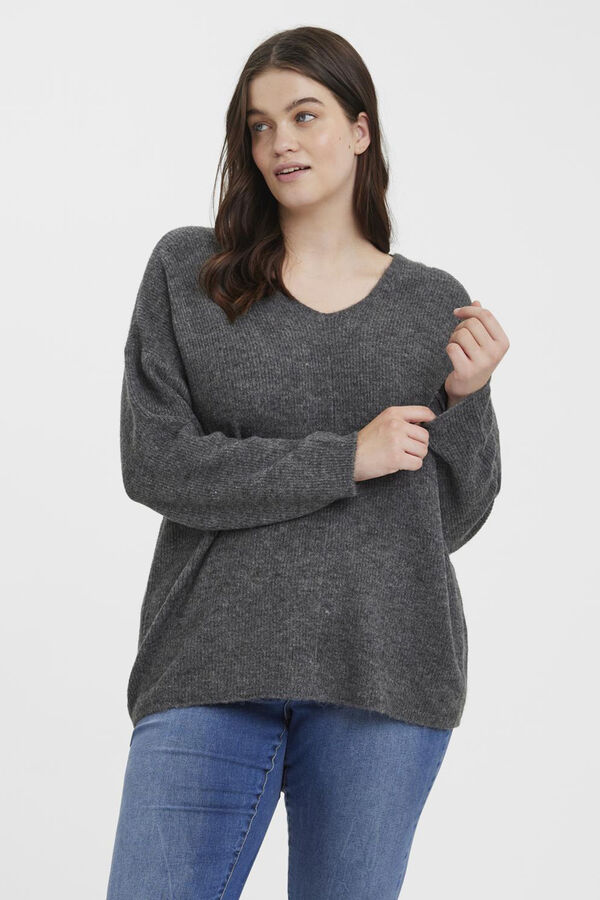 Vero Moda Curve Jersey de punto de manga larga talla grande Gris