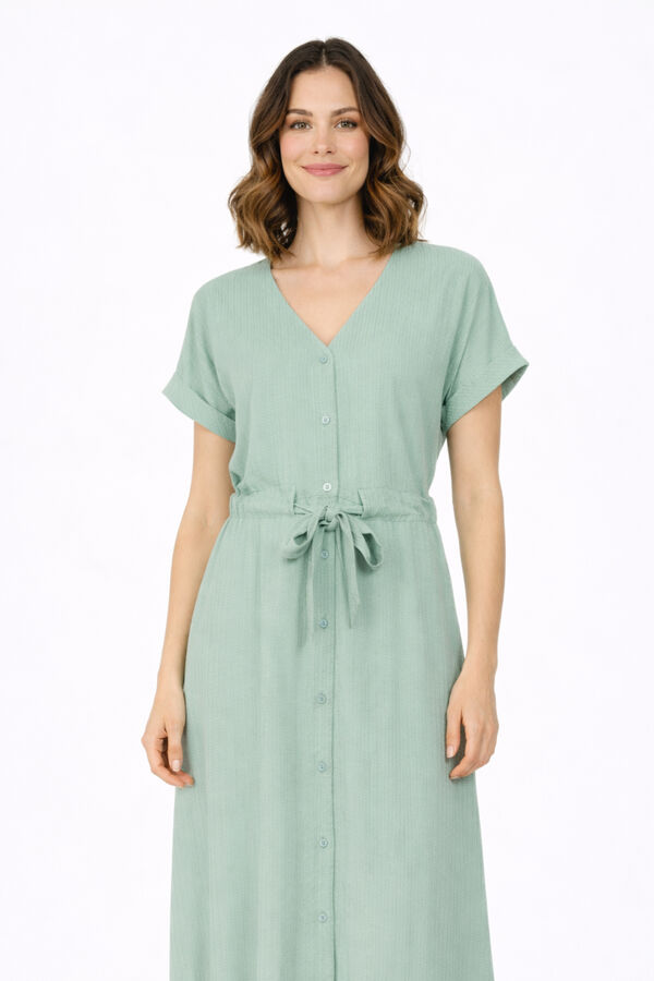 Vila Vestido midi de manga 2/4 de viscosa Kaki