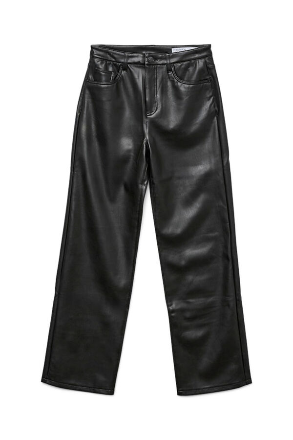 Vero Moda Cal&ccedil;a compridas com efeito de couro  Preto