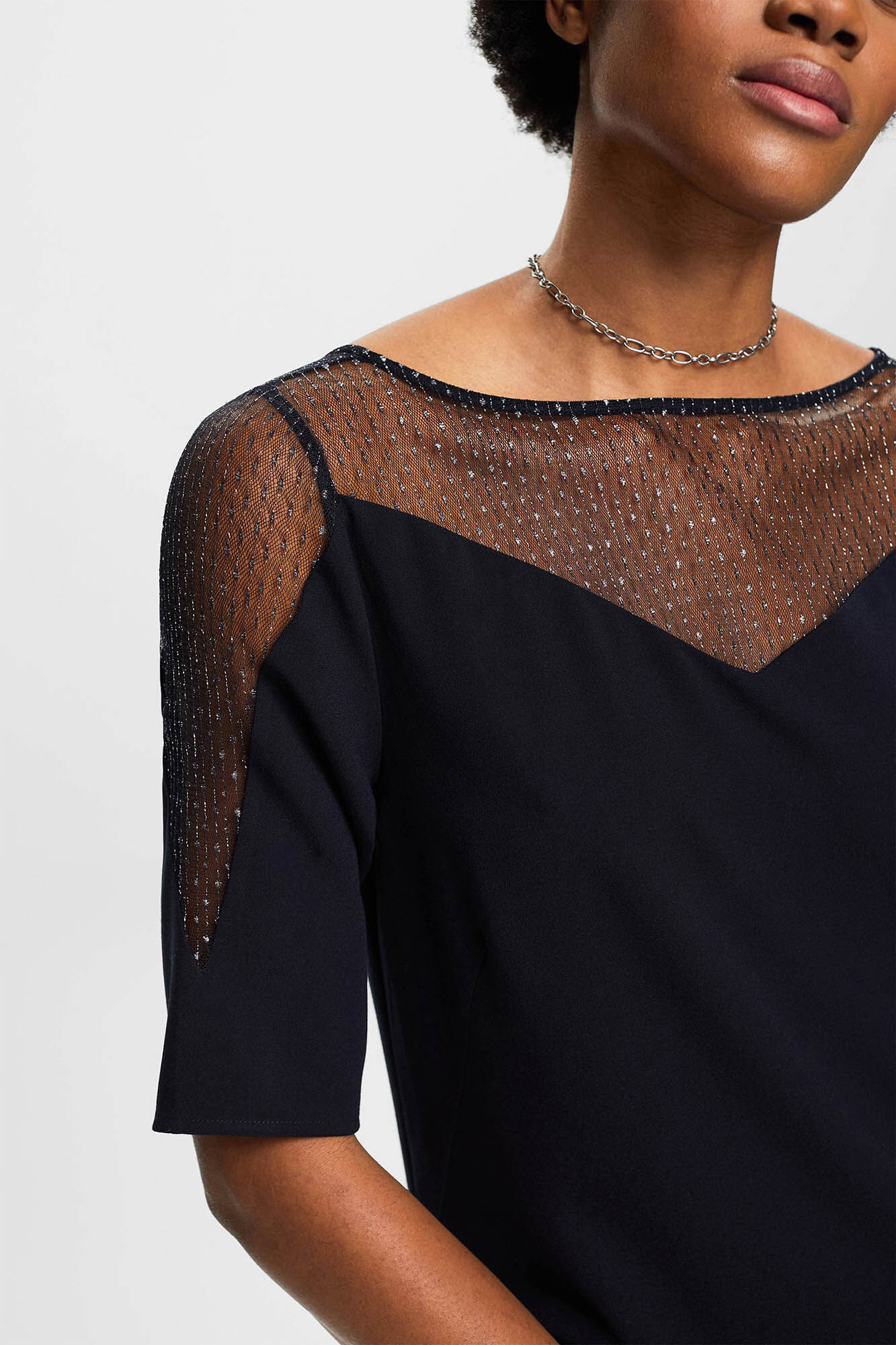 Esprit Vestido corto material reciclado monocolor