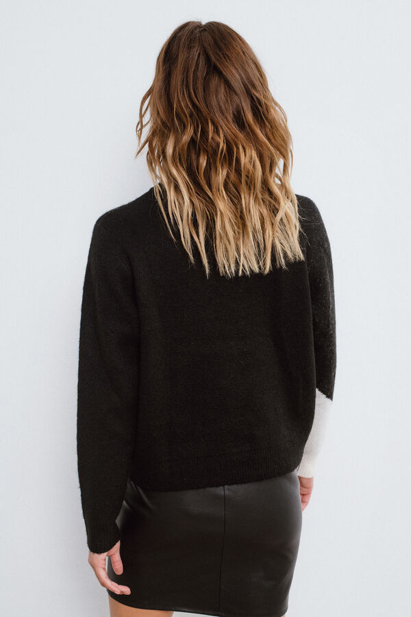 Vila Jersey de punto color block Negro