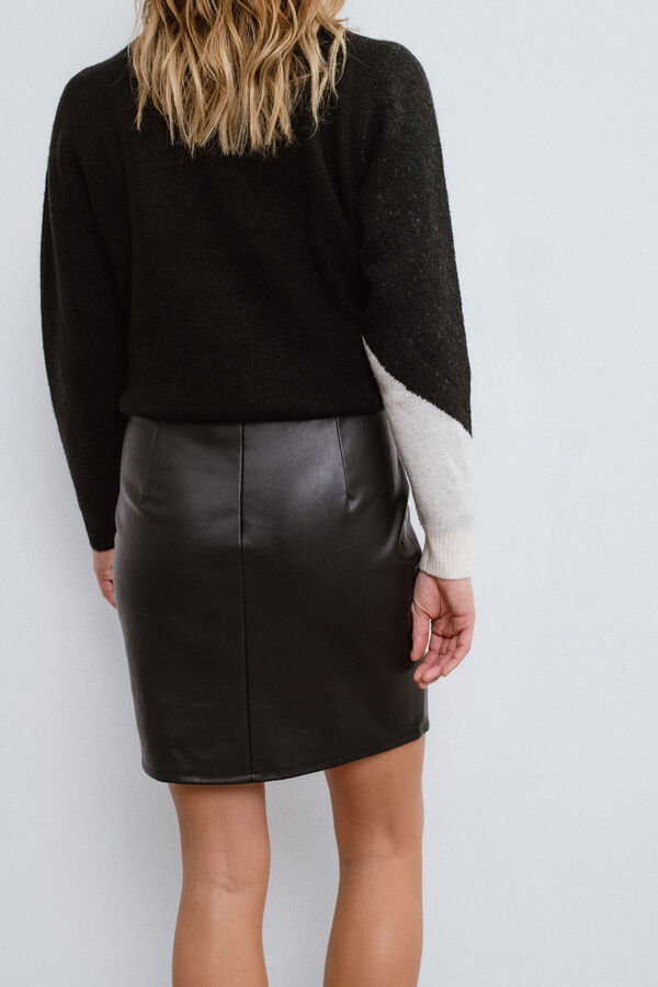 Vila Falda corta polipiel Negro