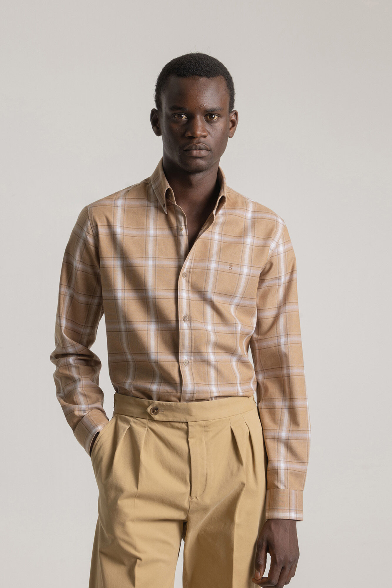 PuroEGO Camisa slim algod&oacute;n cuadro tart&aacute;n