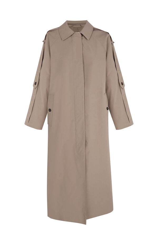 Cortefiel Trench coat longo repelente &agrave; &aacute;gua Castanho