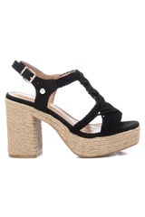 XTI Sandalia estilo macram&eacute; yute Negro