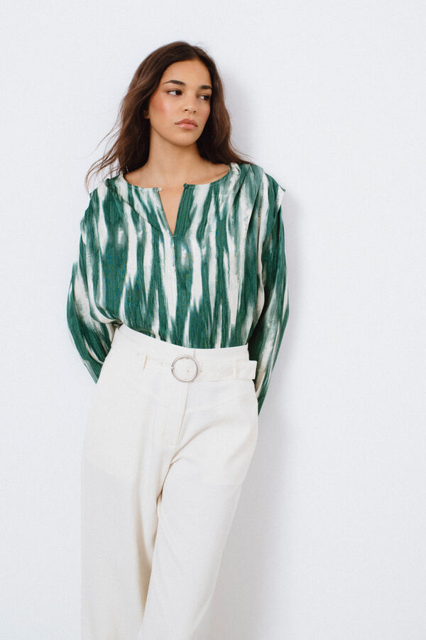 Vila Blusa manga comprida estampada Cinzento